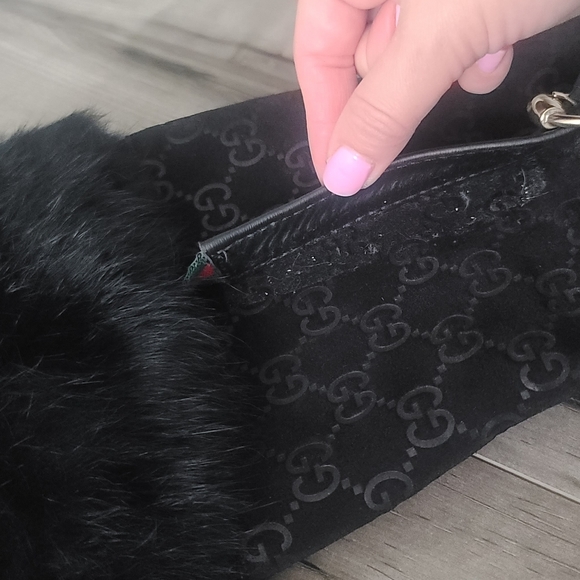 Gucci Monogram Suede Fur Boots - Picture 9 of 9